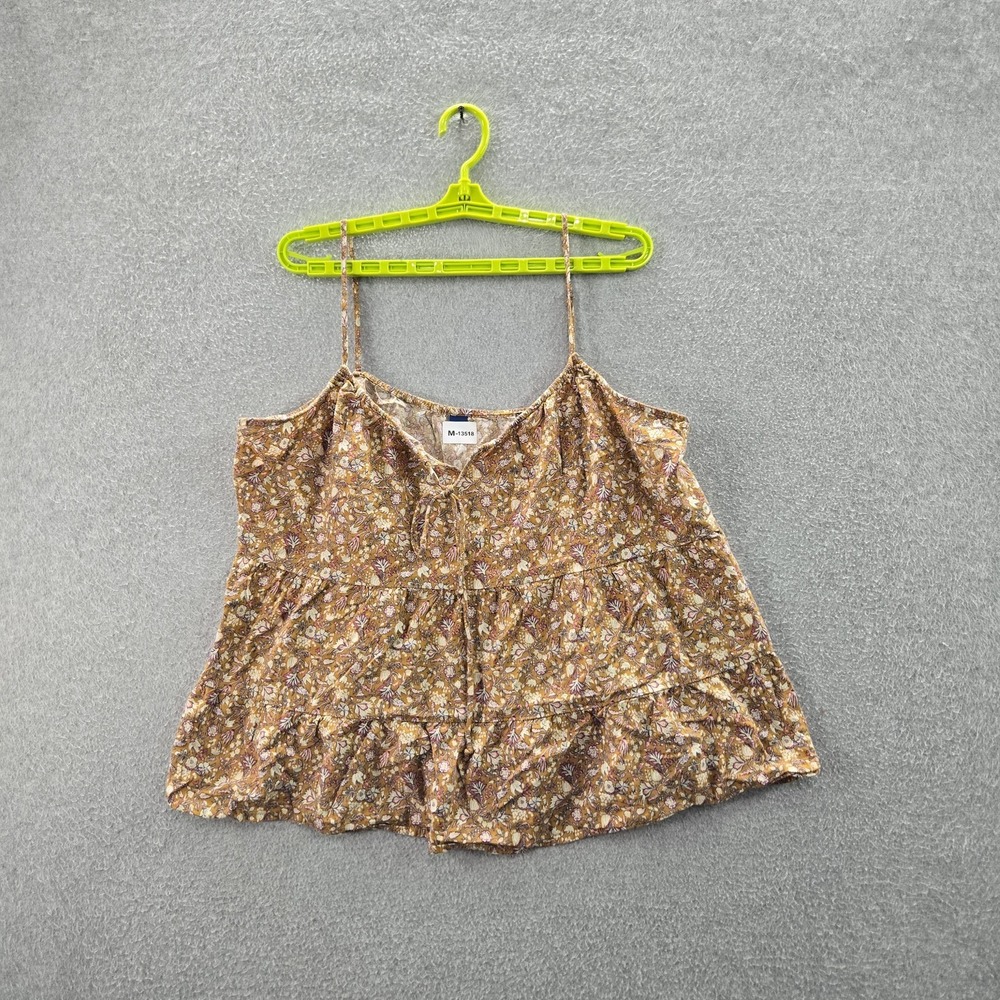 Old Navy Women Blouse XL‎ Yellow Floral Scoop Neck Pullover